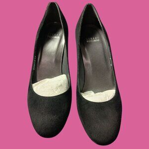 Stuart Weitzman  Suede Cageswoon Heels Round Toe Classic Womens Pumps Black 7.0M